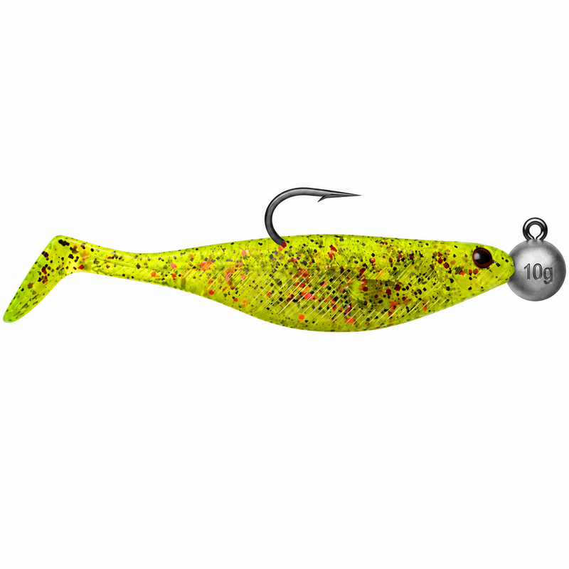 Westin ShadTeez 9cm Ceasar Dopping Watermelon Custom färdigriggad med 10g jiggskalle och 4/0 jiggkrok