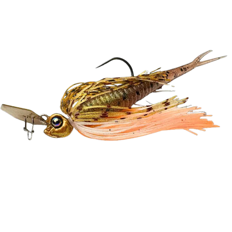 Upplev Custom Blade Jig Twinpin 22g – Golden Craw chatterbait för predatorfiske efter gädda, gös och abborre